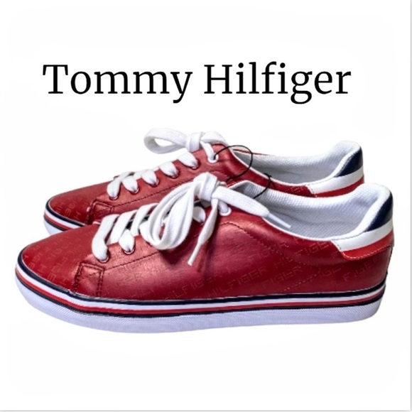 NWOT Tommy Hilfiger Falcor Red Fashion Logo Sneakers Size 10.5 - Picture 1 of 15